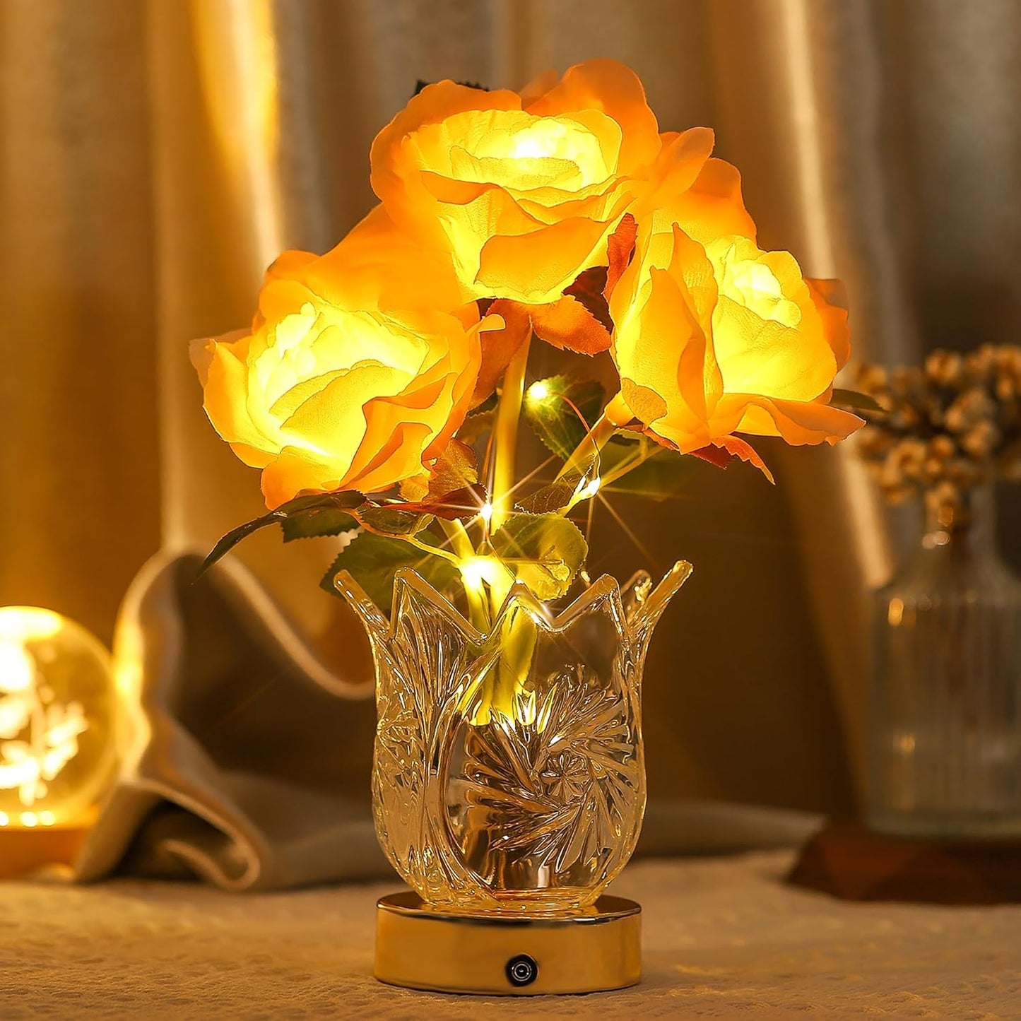 Pinkrose Flower LED Table Decorative Lamp Gifts for Mom Wife Daughter