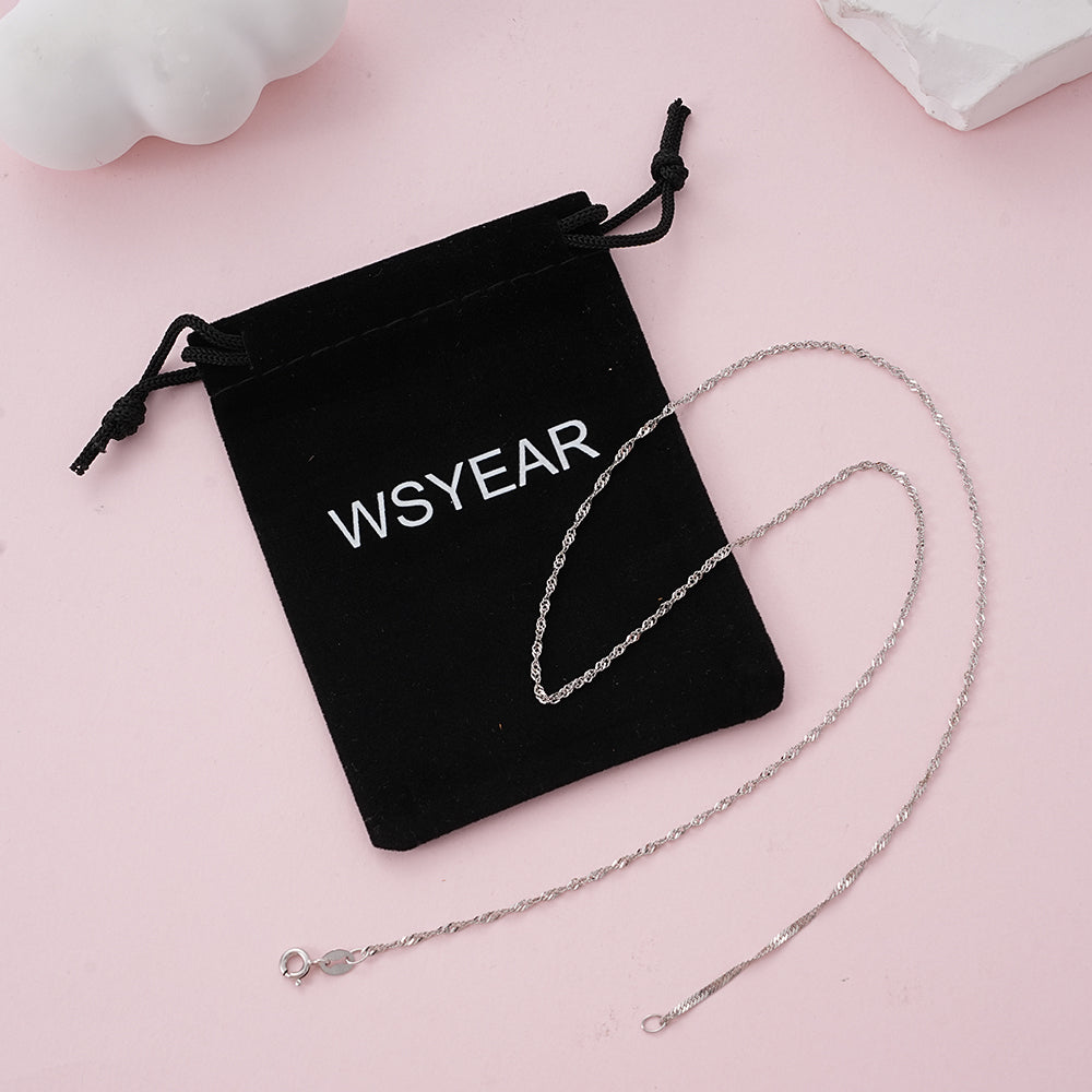 WSYEAR Sterling Silver Water Wave Chain Necklace Jewvelry
