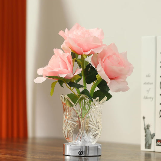 Romantic Birthday Gift for Your Girlfriend: Pink rose Flower LED Table Lamp