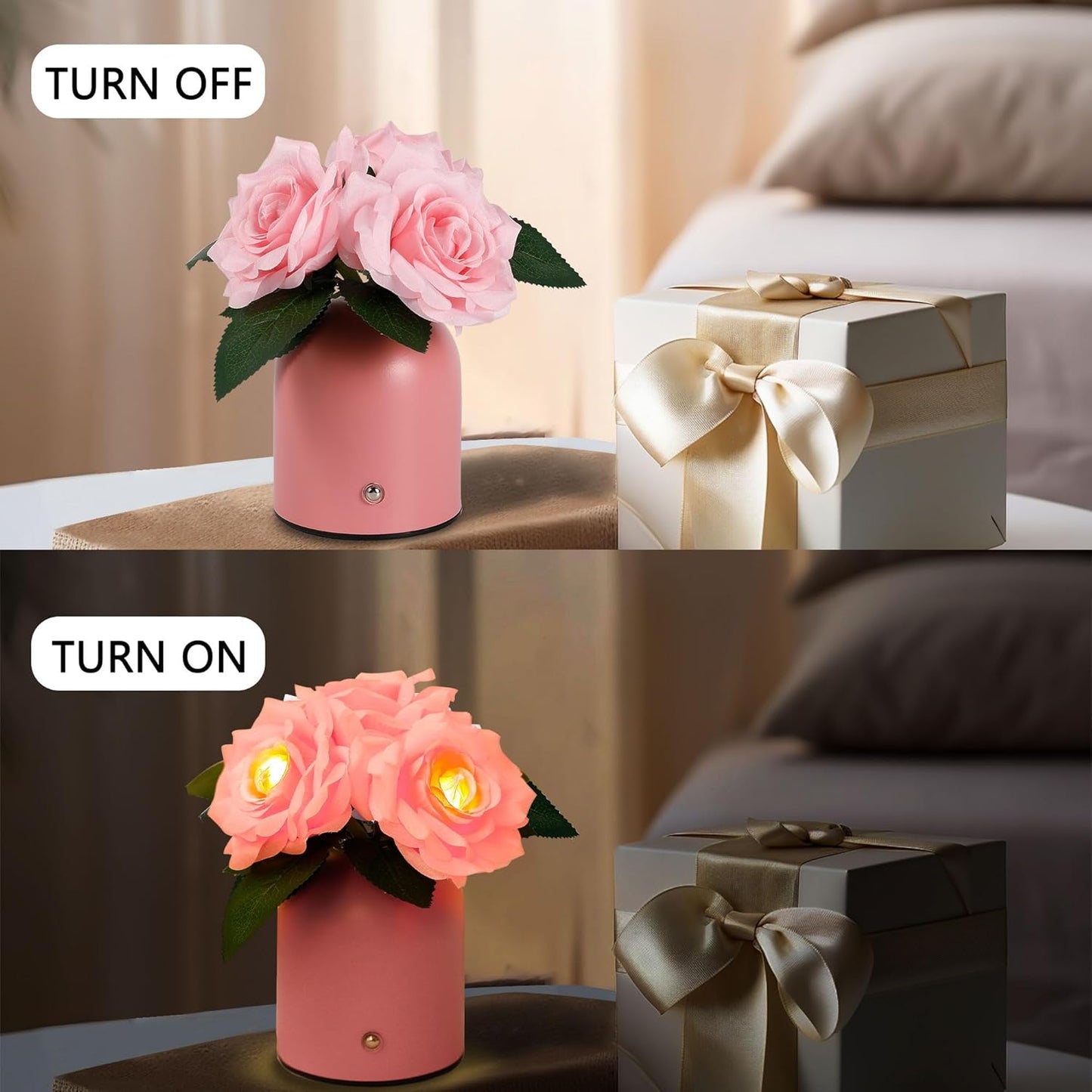 Pink Rose LED Lamp for Womens Gifts