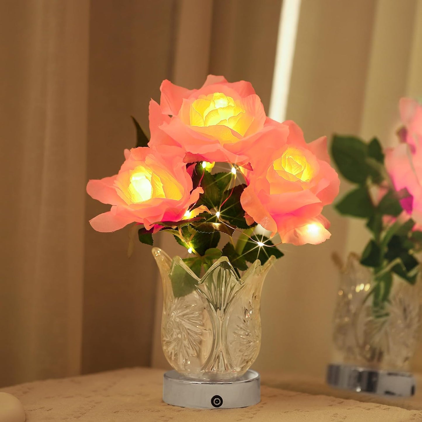 Pink Rose LED Lamp for Womens Gifts