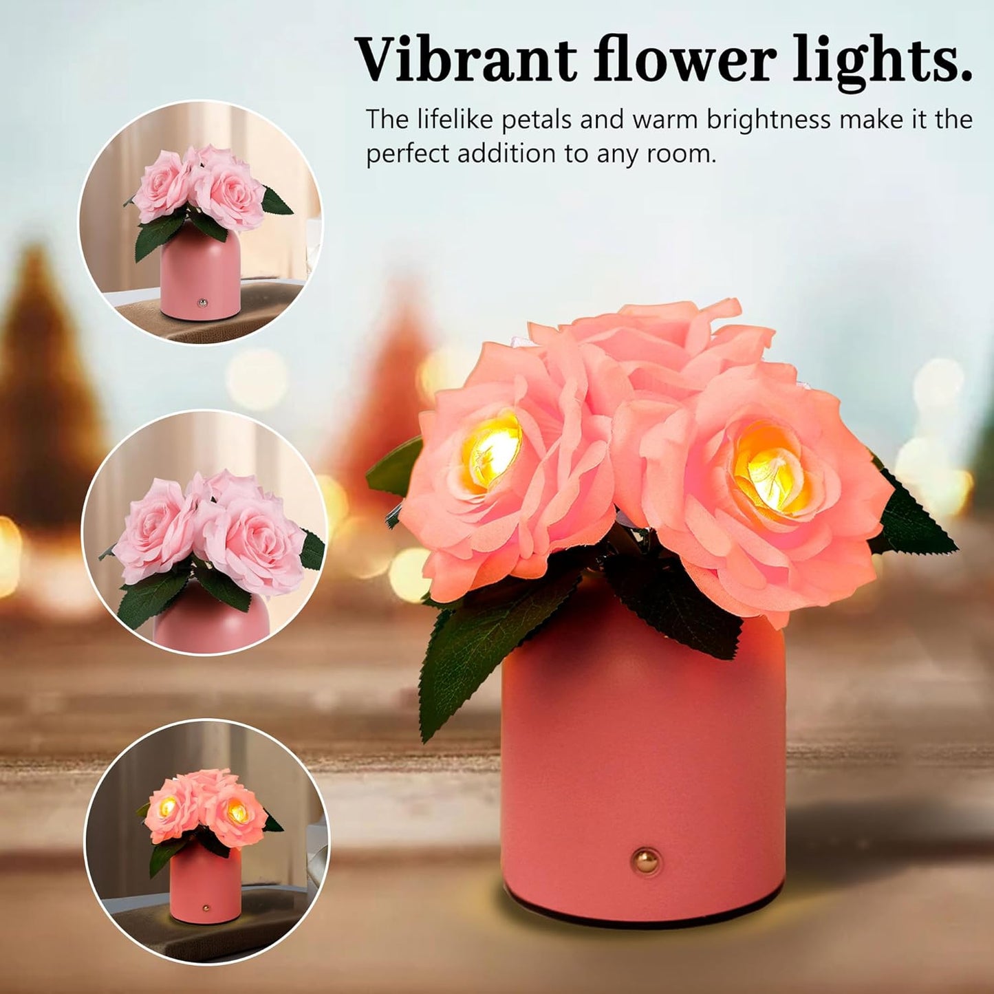 Pink Rose LED Lamp for Womens Gifts