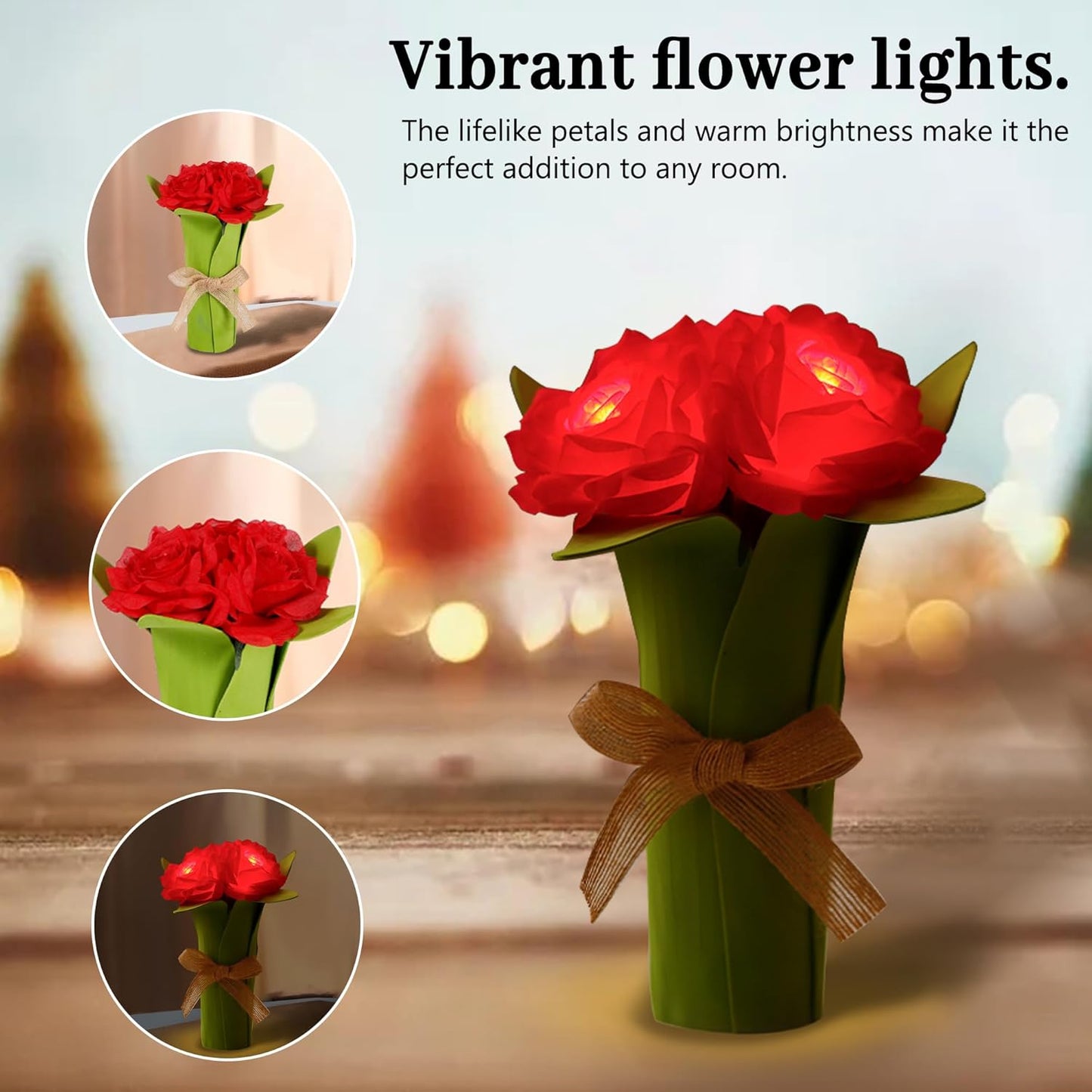 Red Rose LED Lamp for Womens Gifts, Wife Anniversary Birthday Gifts