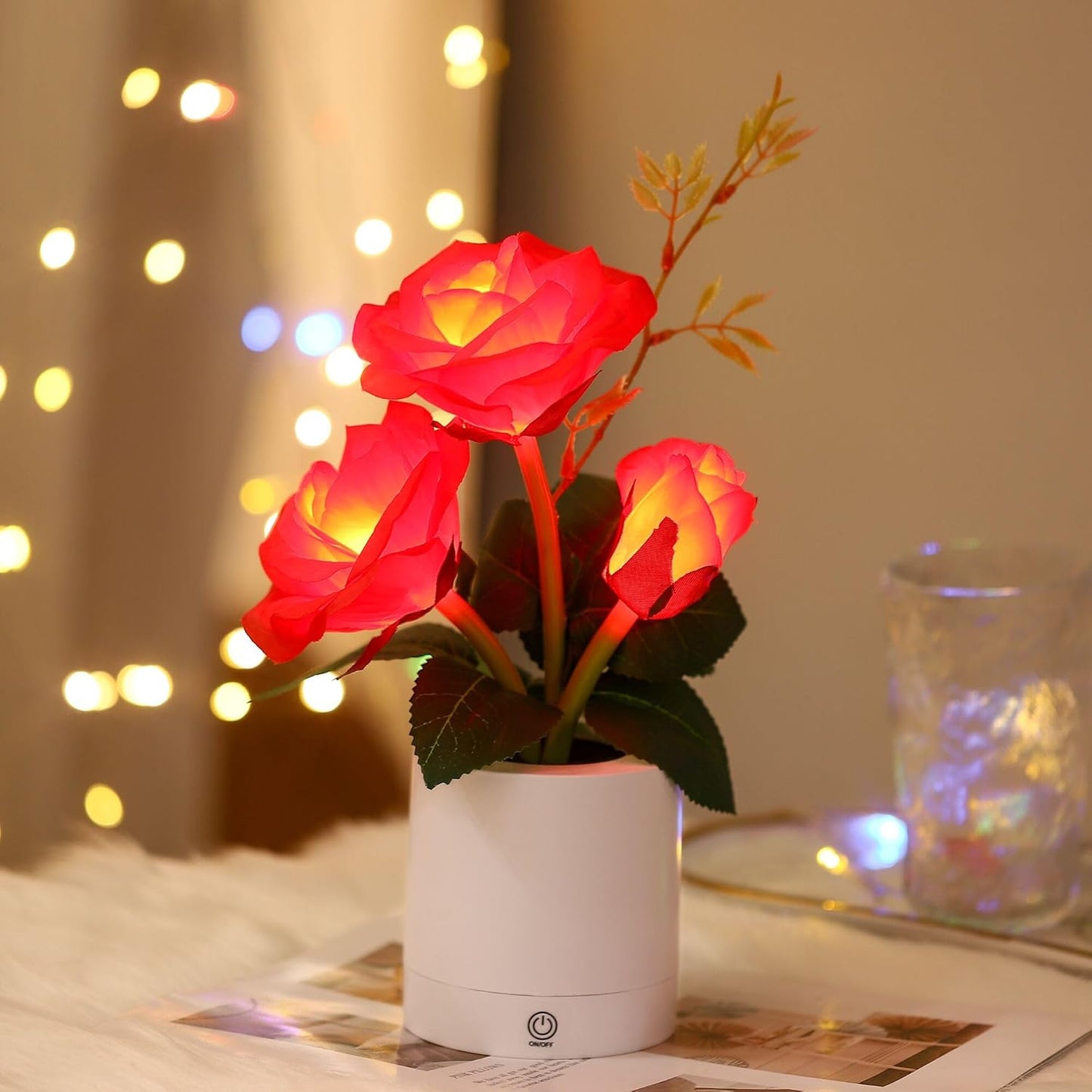 Pink Rose LED Lamp for Womens Gifts