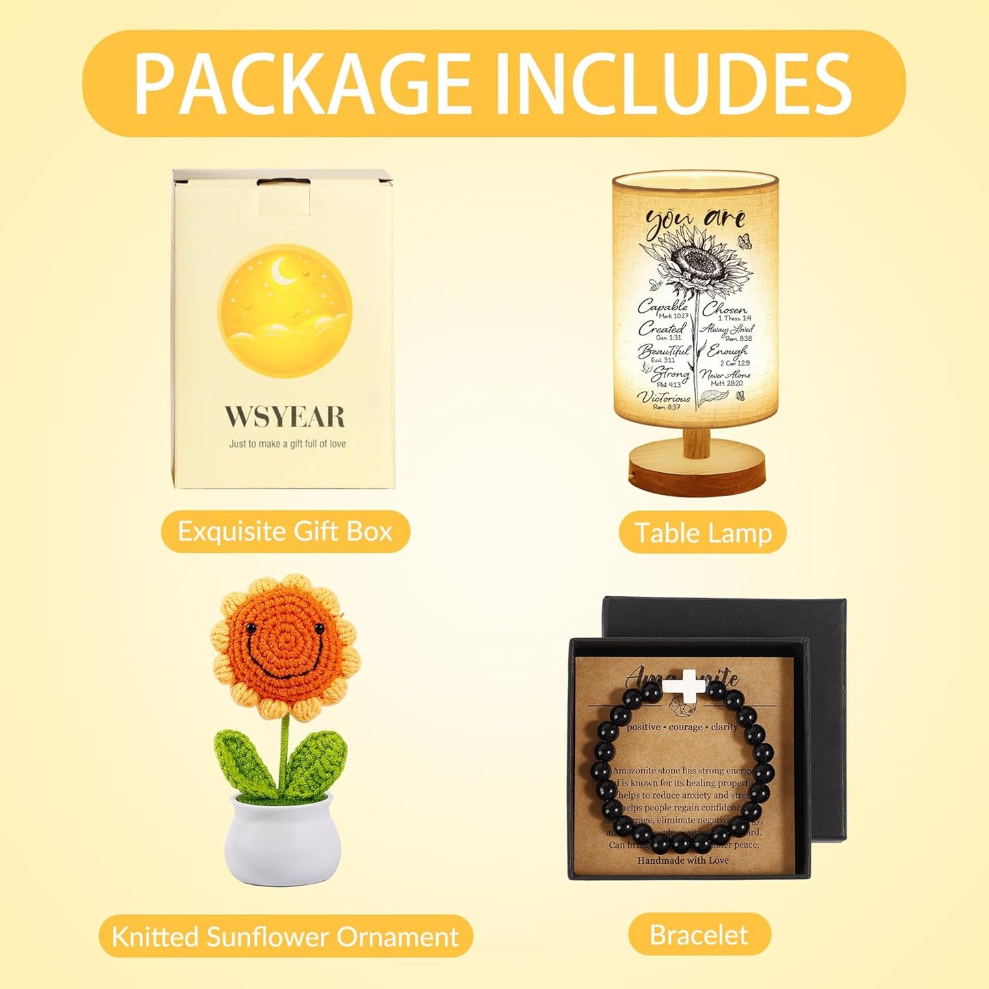 Christian Gift Set for Women - LED Sunflower Night Light