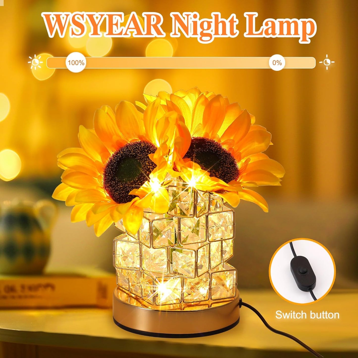 Sunflower Night Light Lamp Gift for Her，Girlfriend for Valentine's Day