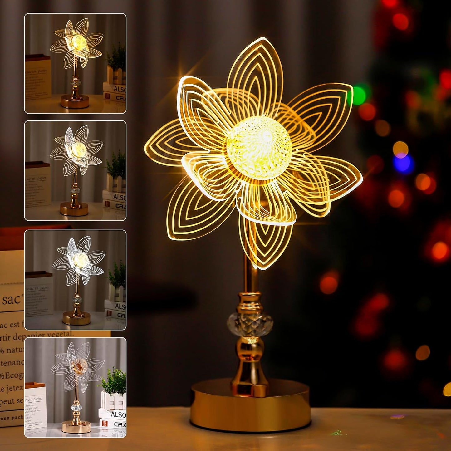 Elegant 3D Acrylic Flower Design Ambient Table Lamp