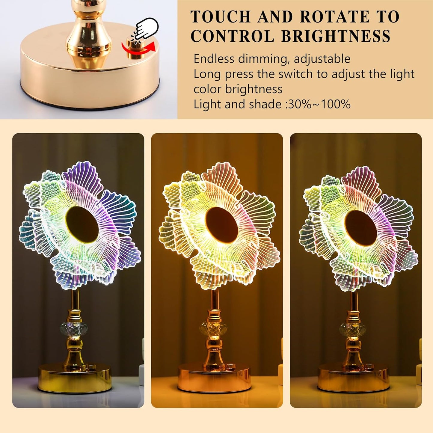 Elegant 3D Acrylic Flower Design Ambient Table Lamp