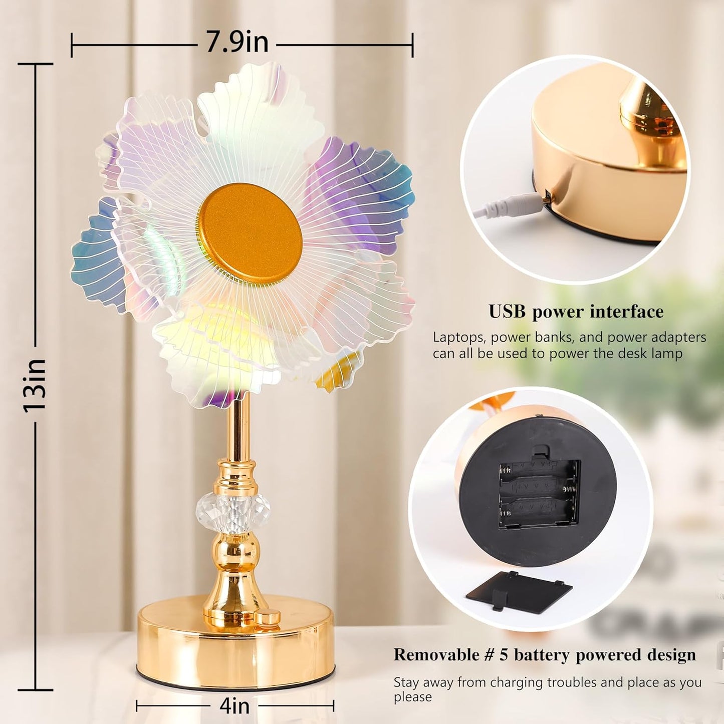 Elegant 3D Acrylic Flower Design Ambient Table Lamp