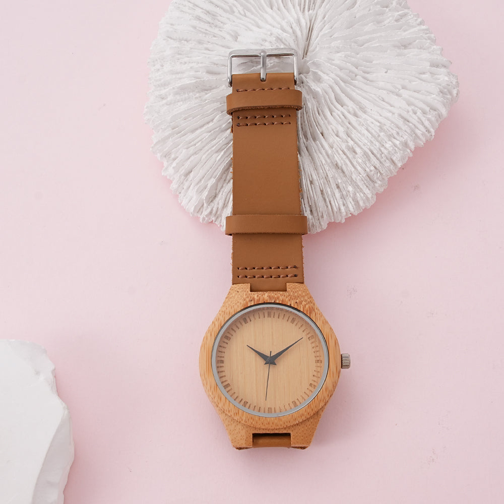 WSYEAR Brown Leather Wood Watches for Him or Her