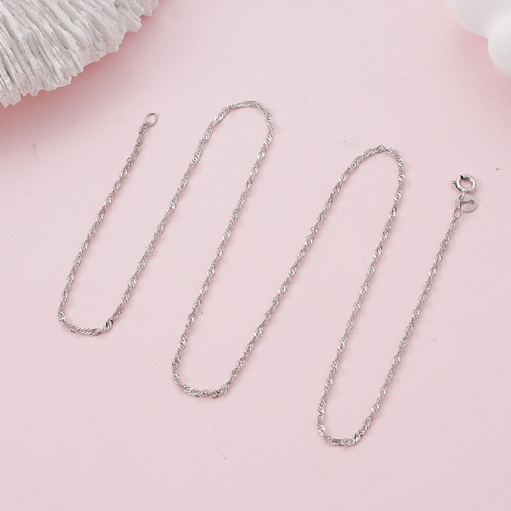 WSYEAR Sterling Silver Water Wave Chain Necklace Jewvelry