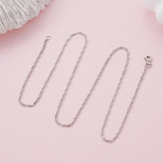 WSYEAR Sterling Silver Water Wave Chain Necklace Jewvelry