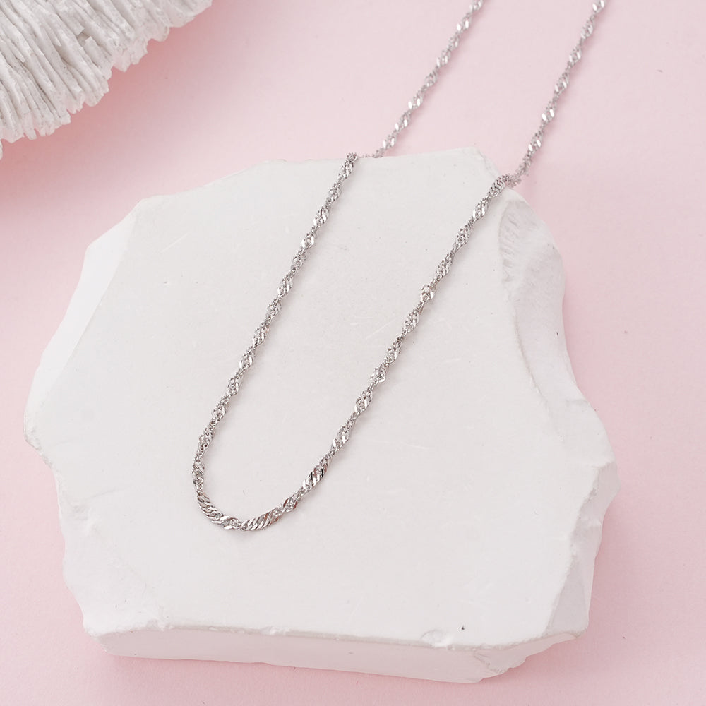 WSYEAR Sterling Silver Water Wave Chain Necklace Jewvelry
