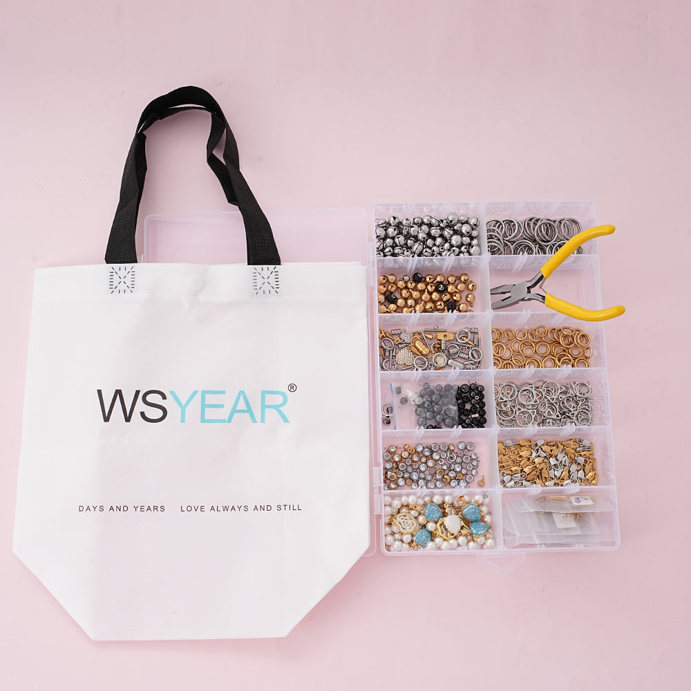 WSYEAR Jewellery Findings with Alloy Beads, Open Rings, Pearl Beads