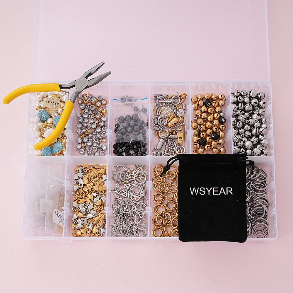 WSYEAR Jewellery Findings with Alloy Beads, Open Rings, Pearl Beads