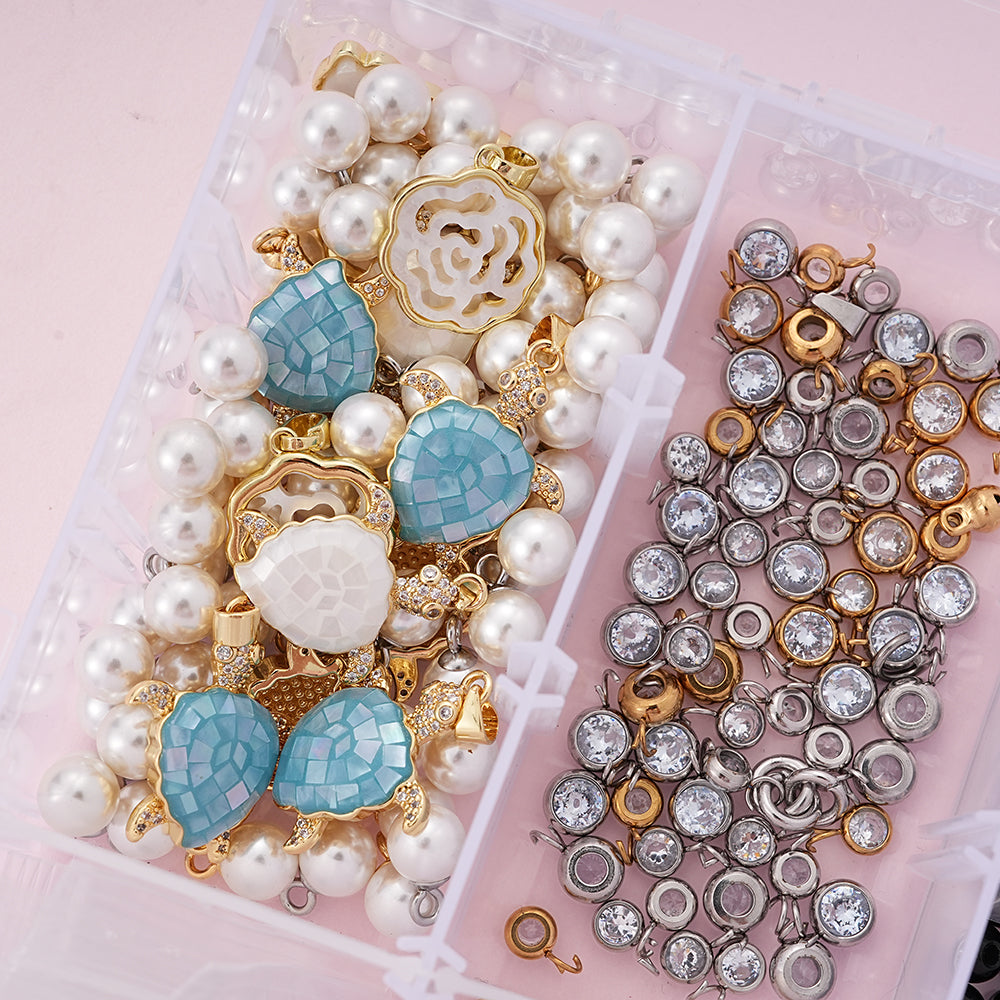 WSYEAR Jewellery Findings with Alloy Beads, Open Rings, Pearl Beads