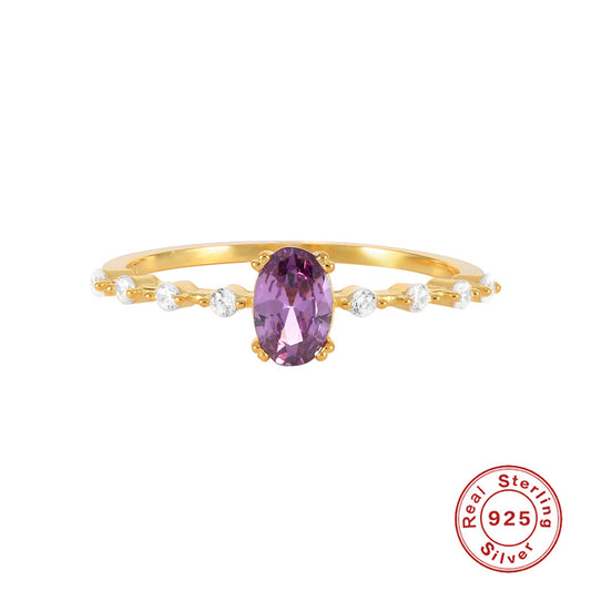 Purple Gold Diamond  s925 Sterling Silver Ring