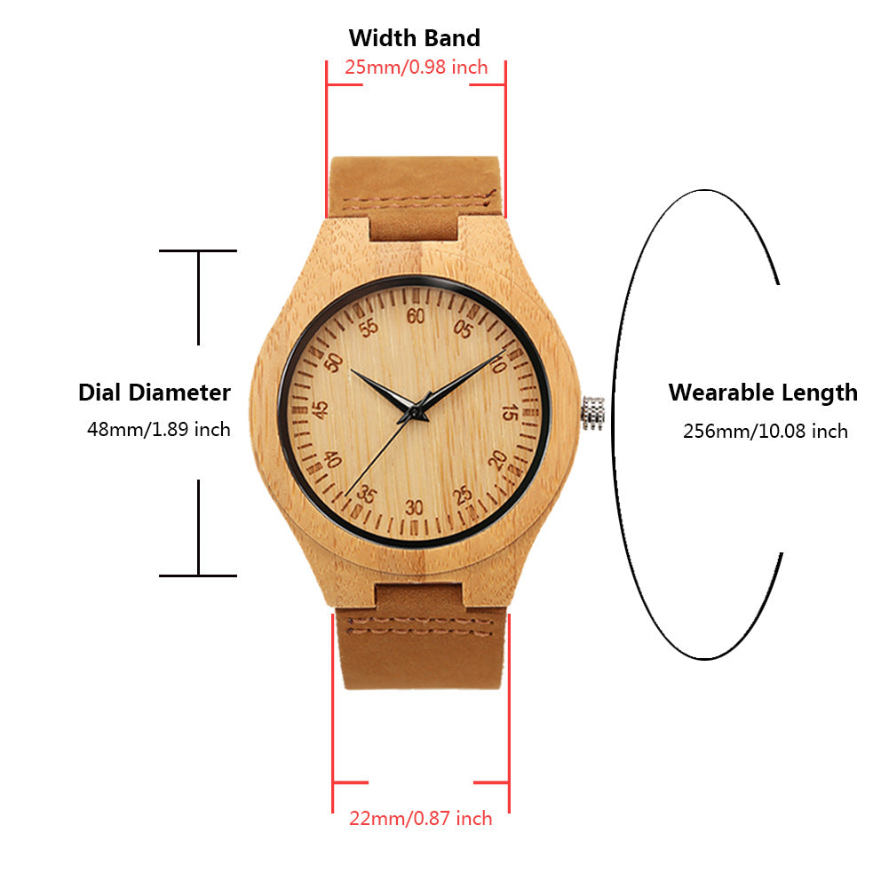WSYEAR Brown Leather Wood Watches for Him or Her