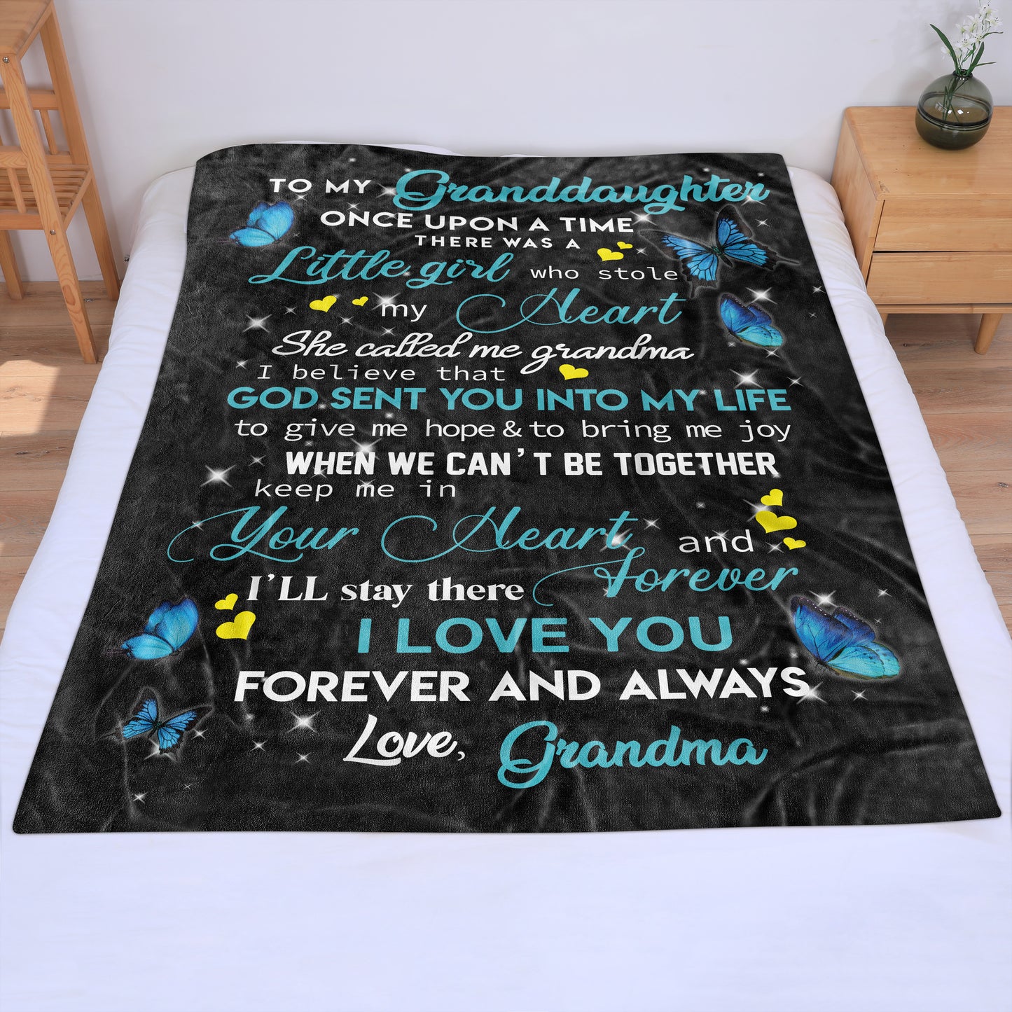 I Love You Soft Butterfly Grandma to Granddaughter Blanket