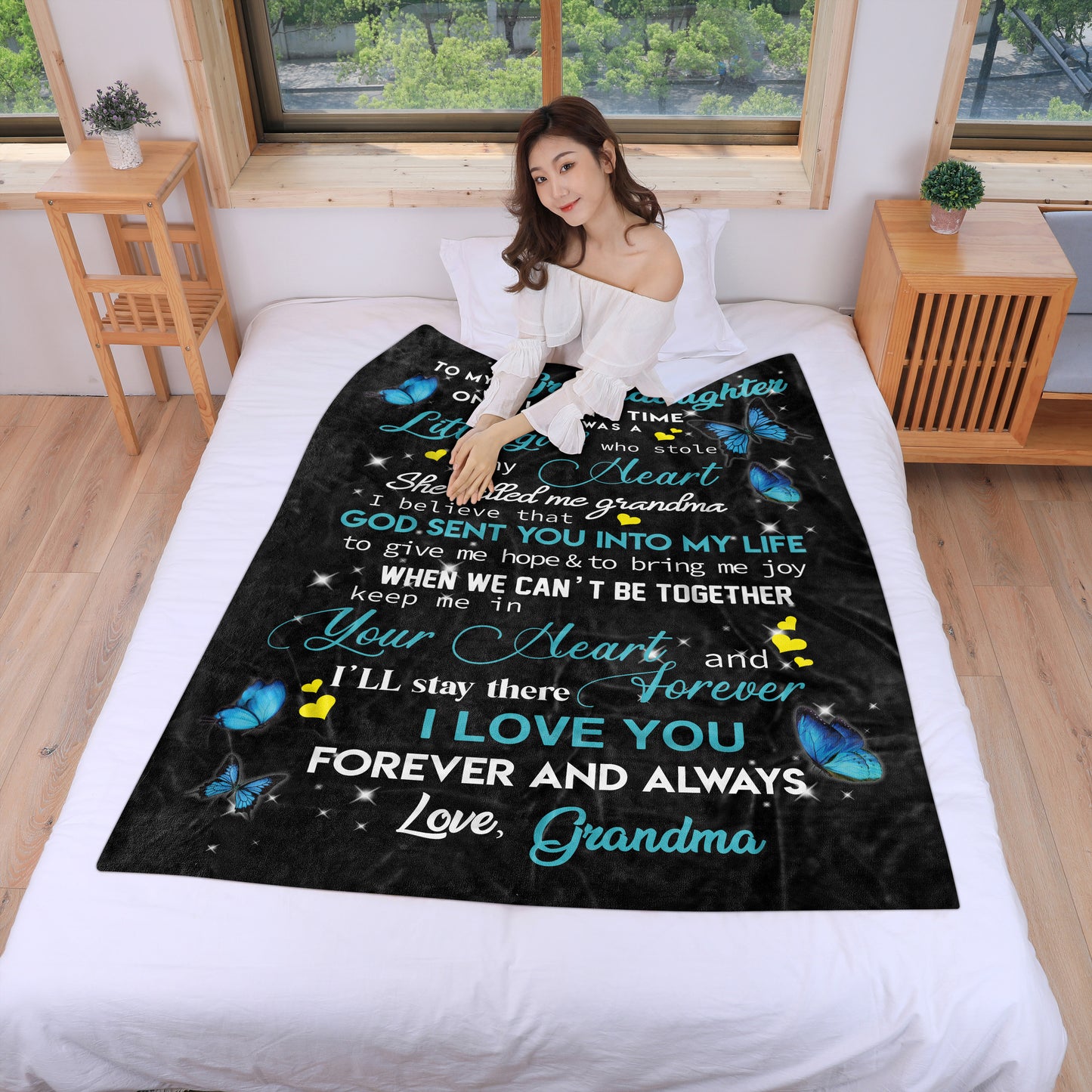 I Love You Soft Butterfly Grandma to Granddaughter Blanket